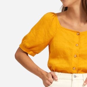 Everlane Linen Puff Sleeve Top NWT